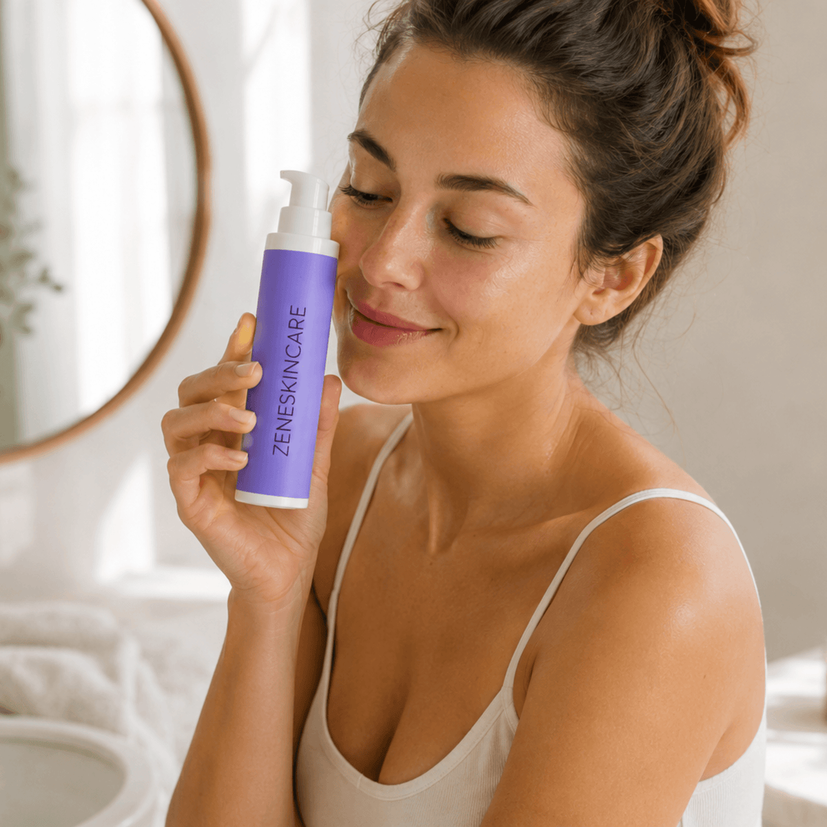 Application de la crème Nuit Calme le soir, routine Zeneskincare