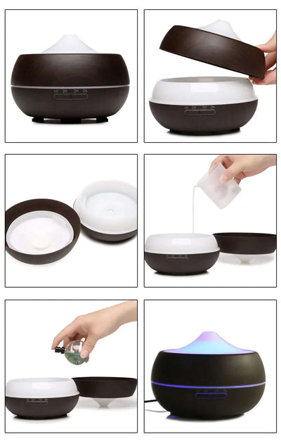 Diffuser 300ml Wood Grain Aroma Diffuser Zeneskincare