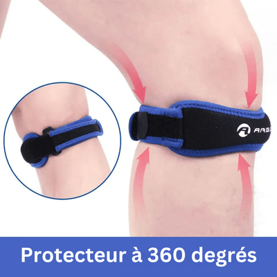 Sangle ergonomique pour genou, protégeant efficacement le tendon rotulien.