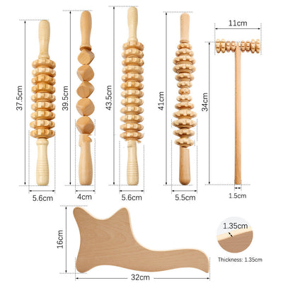 Rouleau de massage corporel en bois pour réduire les tensions musculaires