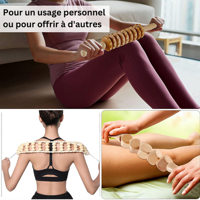 Rouleau de massage en bois idéal pour récupération après exercice