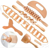 Rouleau de massage compact et portable en bois pour le dos.