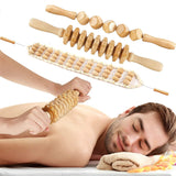 Utilisation du rouleau de massage en bois pour réduire les douleurs dorsales.